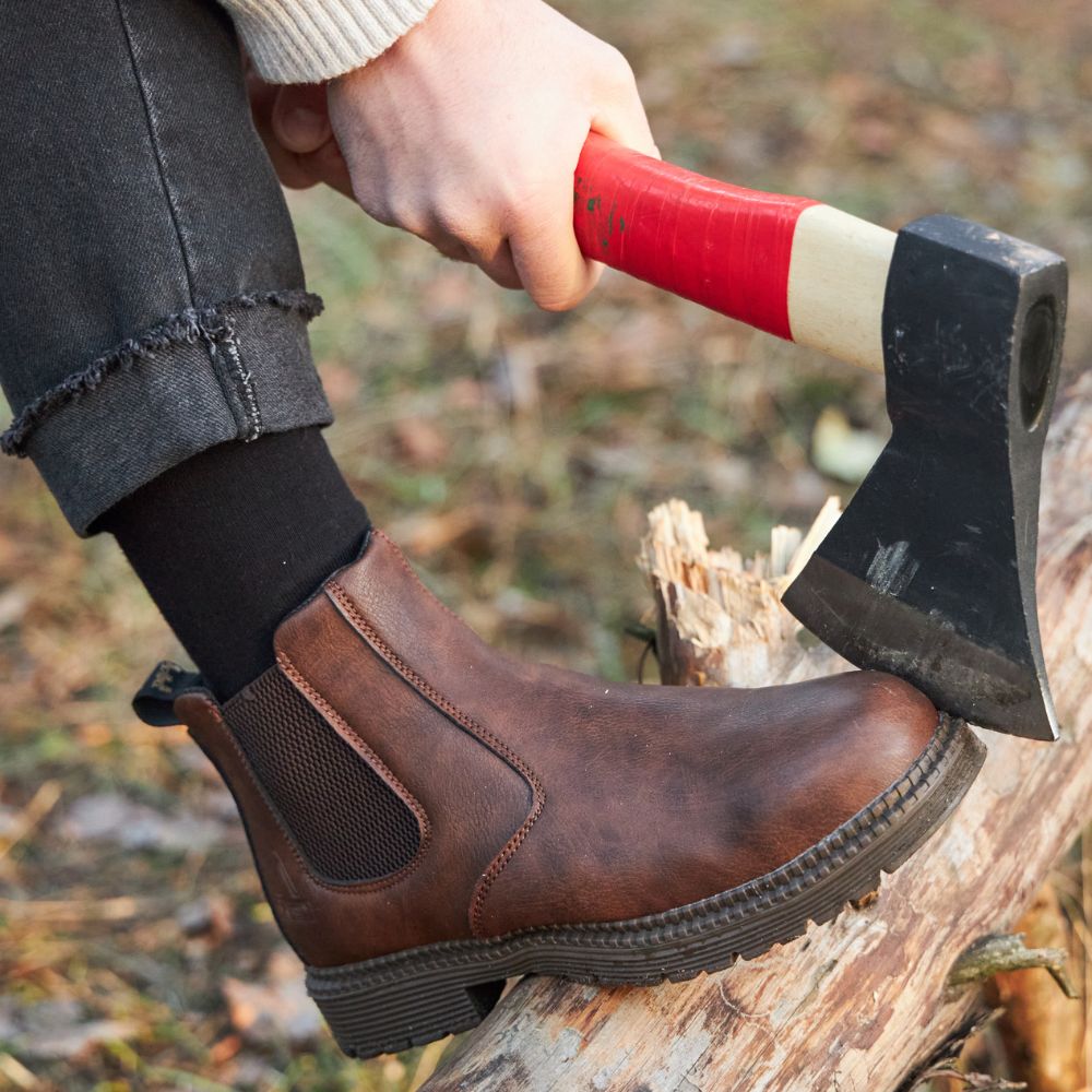 Men's Work Boots with Elastic Side Panels | Ankle Cut