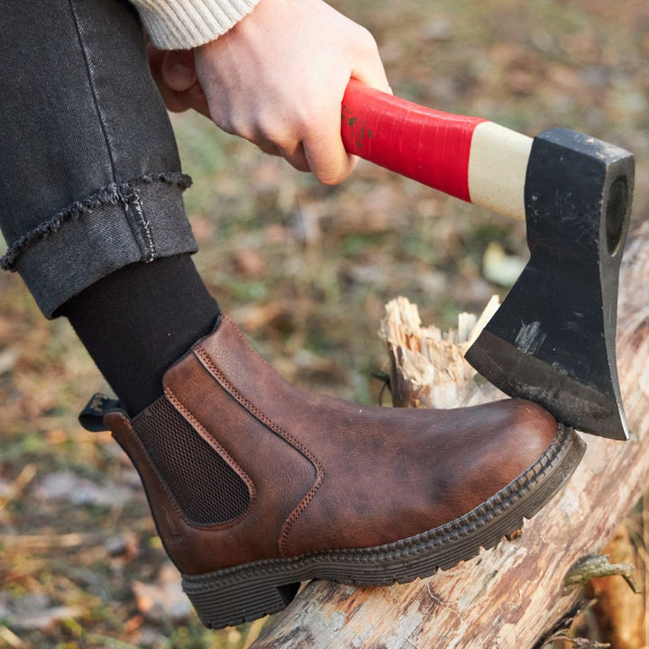 Men's Work Boots with Elastic Side Panels | Ankle Cut