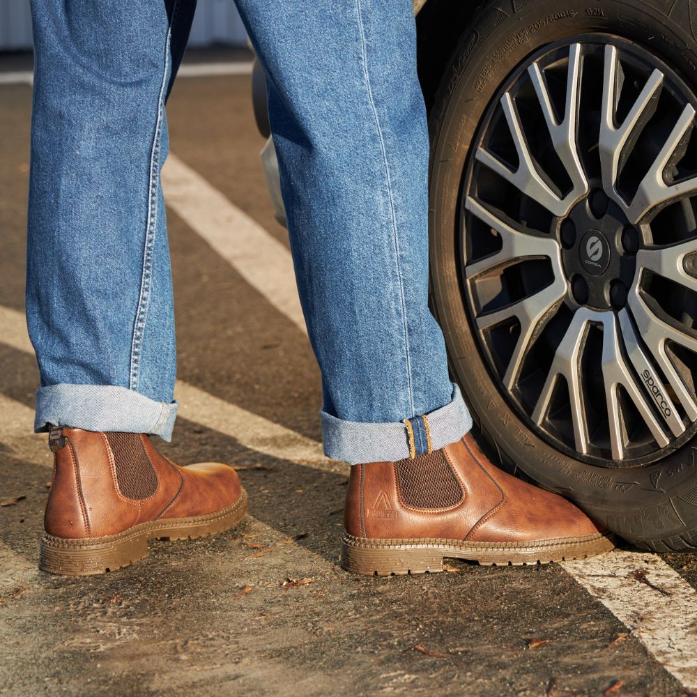 Men's Work Boots with Elastic Side Panels | Ankle Cut