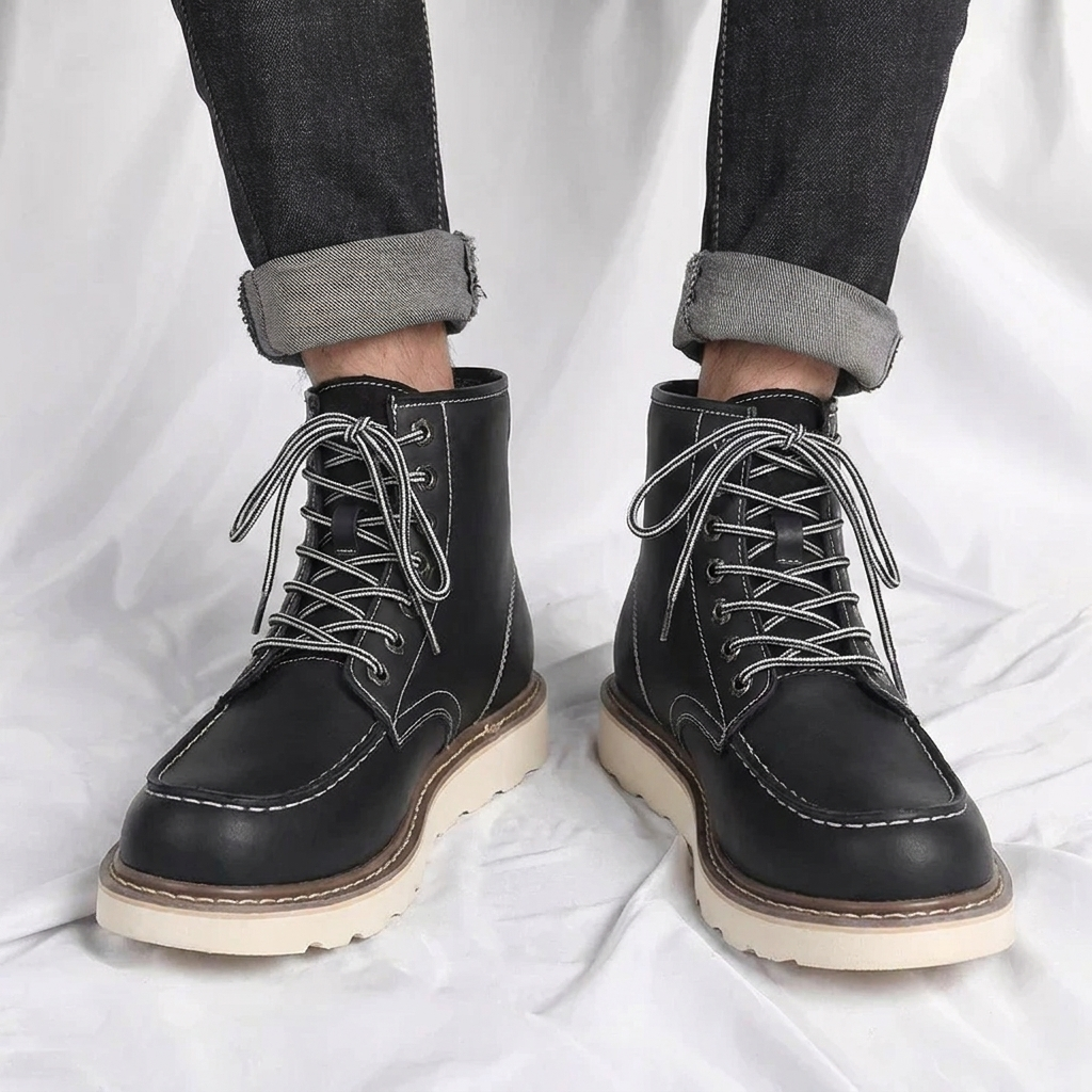Men's Work Boots with Lace Up & Ankle Support | Moc Toe