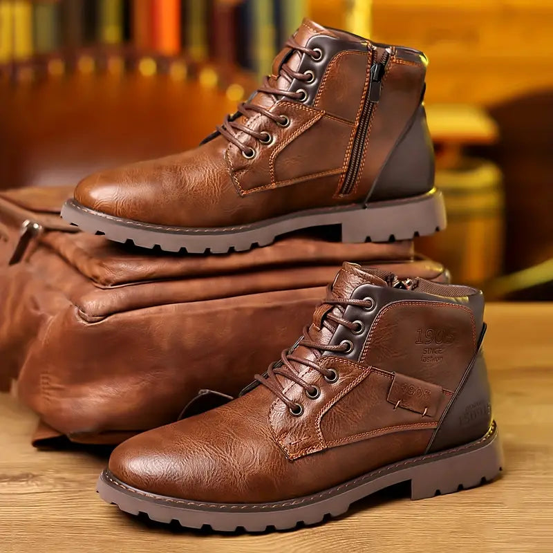 Men's Work Boots with Lace-Up & Side Zip | Grip Sole