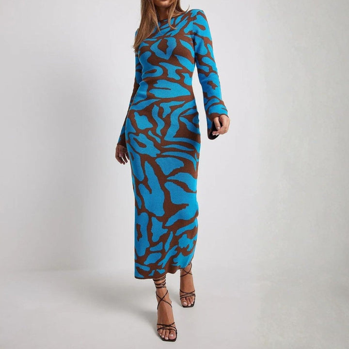 Women's Long Sleeve Dress with Round Neck | Maxi
