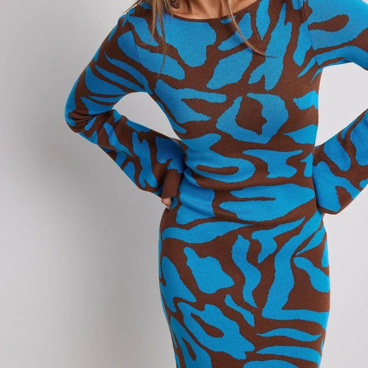 Women's Long Sleeve Dress with Round Neck | Maxi