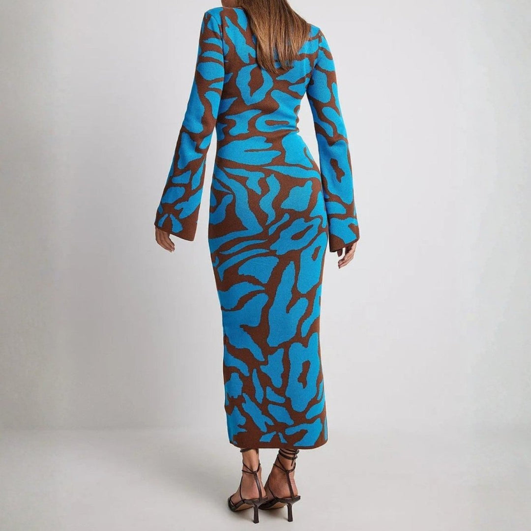 Women's Long Sleeve Dress with Round Neck | Maxi