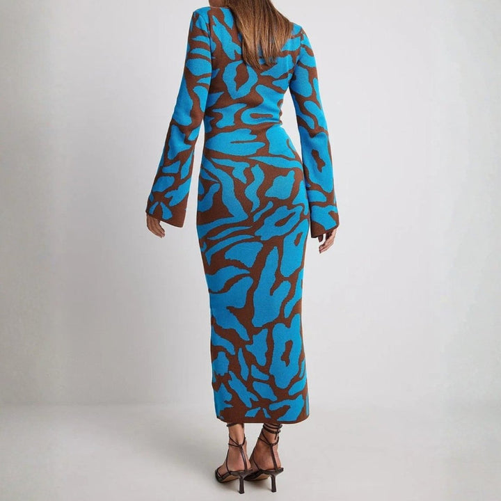 Women's Long Sleeve Dress with Round Neck | Maxi