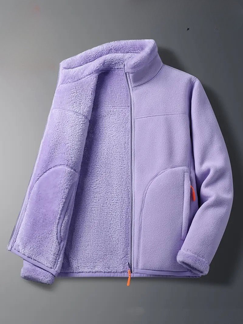 Women's Winter Jacket Fluffy Zip-Up Stand Collar | Reversible