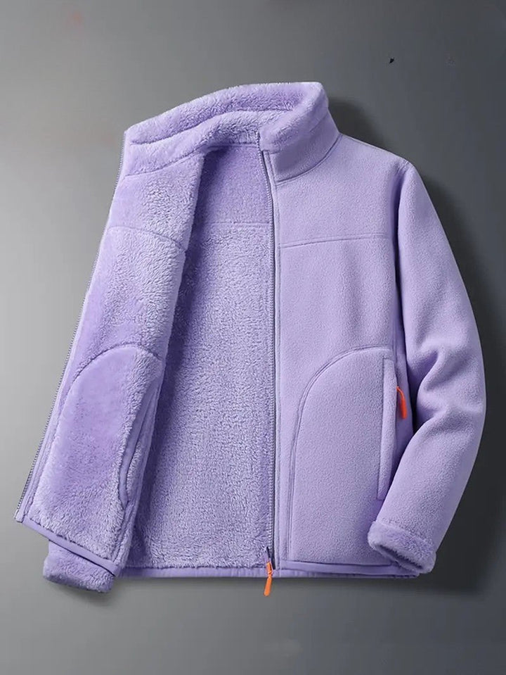 Women's Winter Jacket Fluffy Zip-Up Stand Collar | Reversible