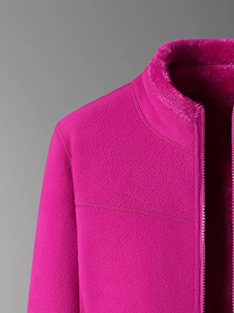 Women's Winter Jacket Fluffy Zip-Up Stand Collar | Reversible