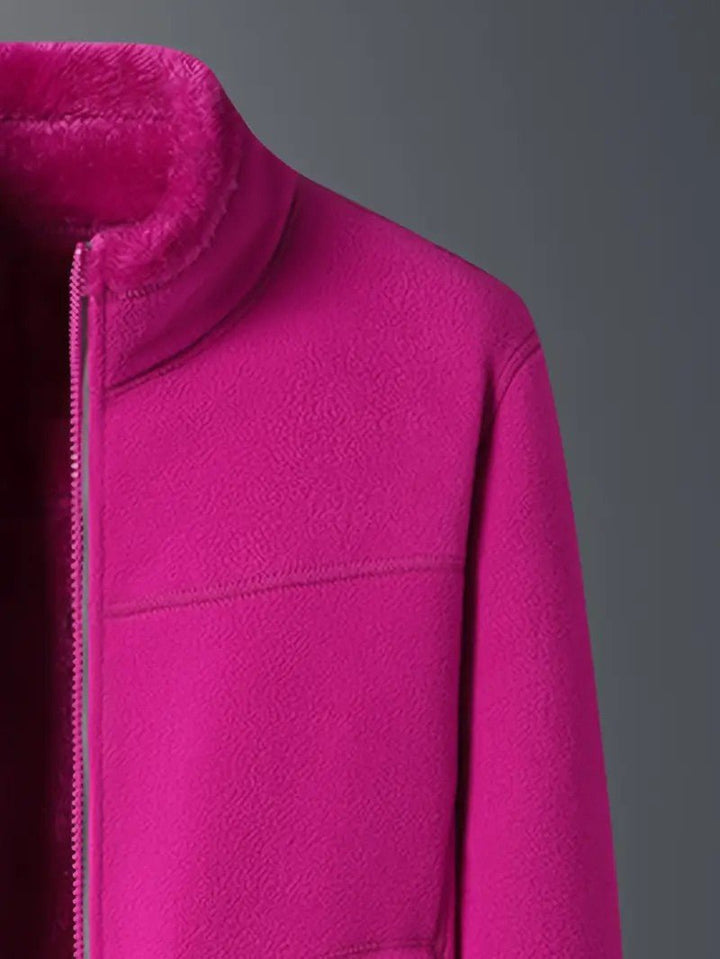 Women's Winter Jacket Fluffy Zip-Up Stand Collar | Reversible