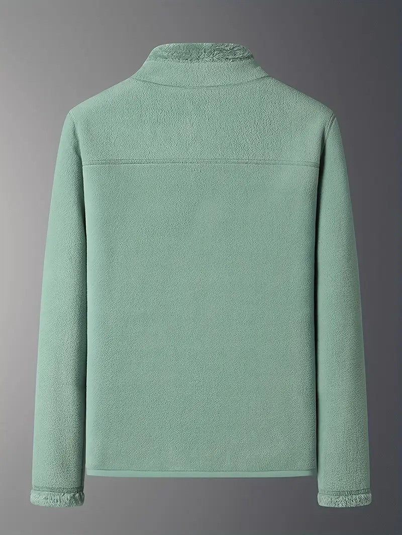 Women's Winter Jacket Fluffy Zip-Up Stand Collar | Reversible