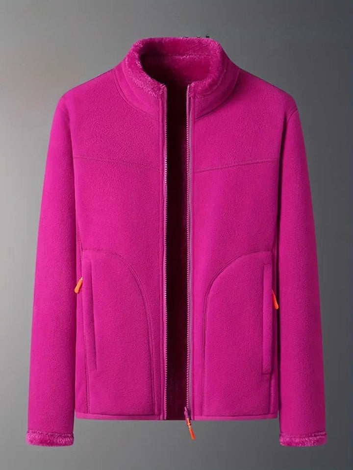 Women's Winter Jacket Fluffy Zip-Up Stand Collar | Reversible