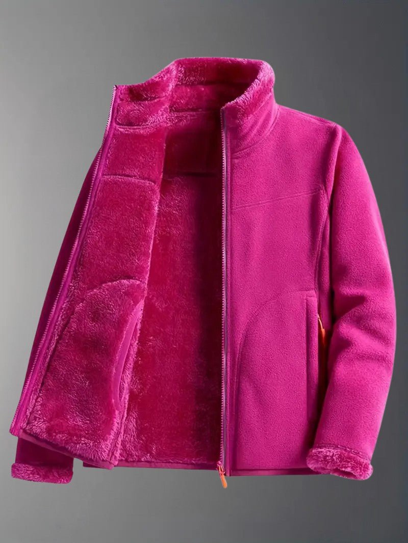 Women's Winter Jacket Fluffy Zip-Up Stand Collar | Reversible