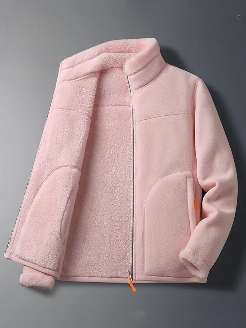 Women's Winter Jacket Fluffy Zip-Up Stand Collar | Reversible
