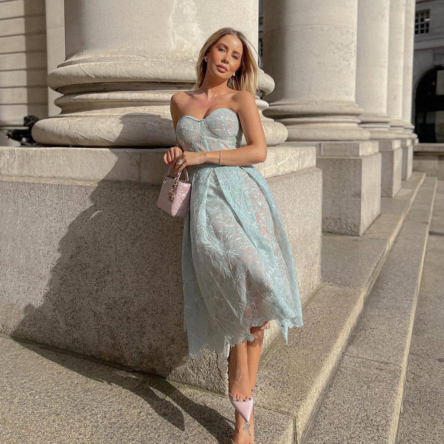 Women's Midi Dress Floral Strapless | Cocktail