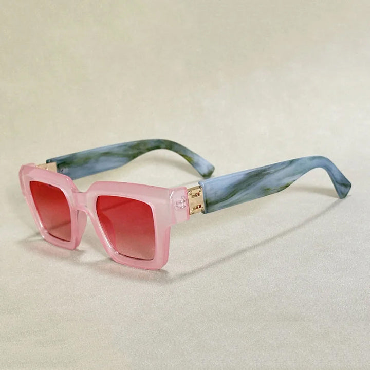 Sunglasses Square Chunky with Marble Arm Design | Retro