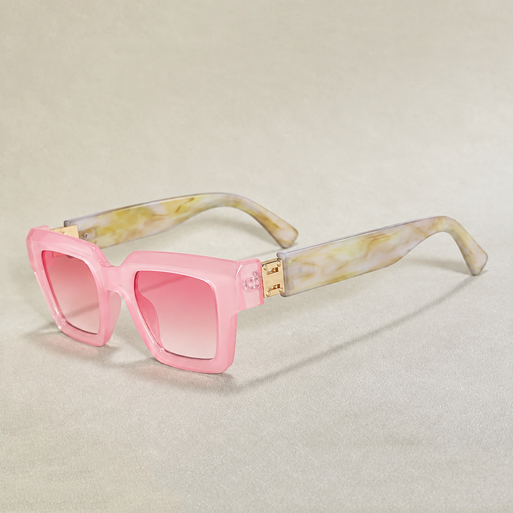 Sunglasses Square Chunky with Marble Arm Design | Retro
