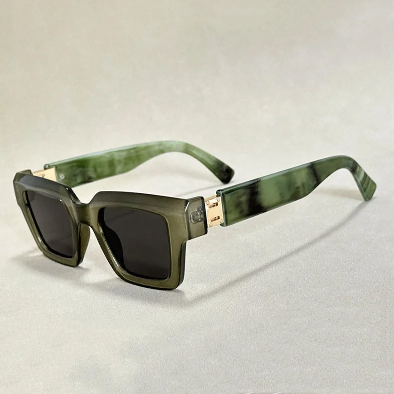 Sunglasses Square Chunky with Marble Arm Design | Retro