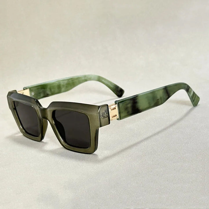 Sunglasses Square Chunky with Marble Arm Design | Retro