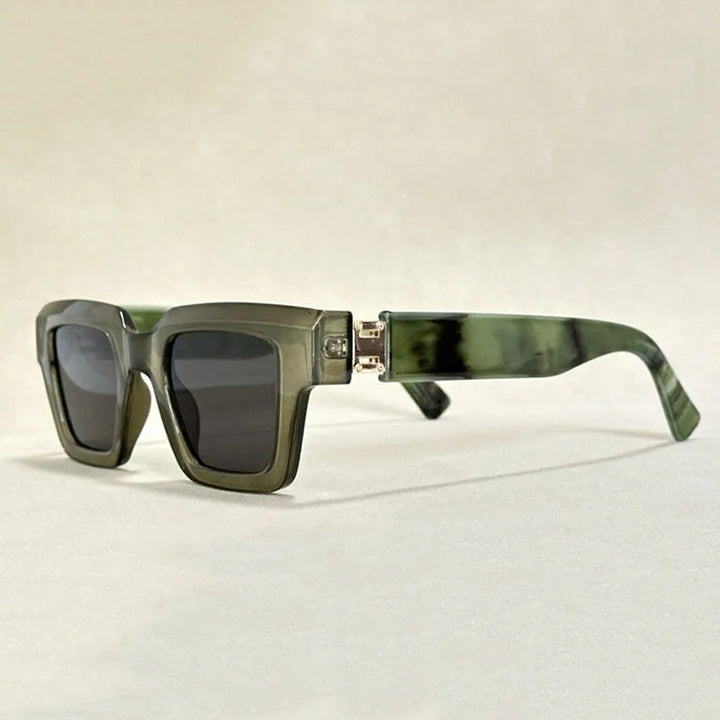 Sunglasses Square Chunky with Marble Arm Design | Retro