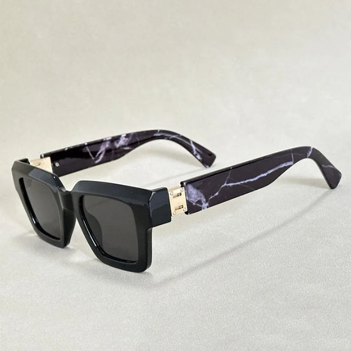 Sunglasses Square Chunky with Marble Arm Design | Retro