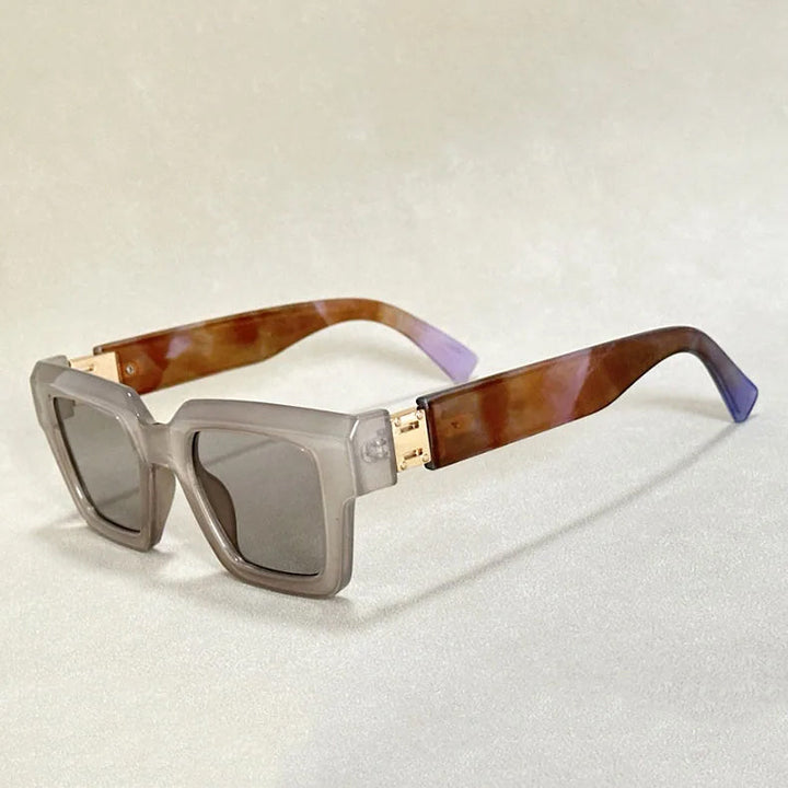 Sunglasses Square Chunky with Marble Arm Design | Retro