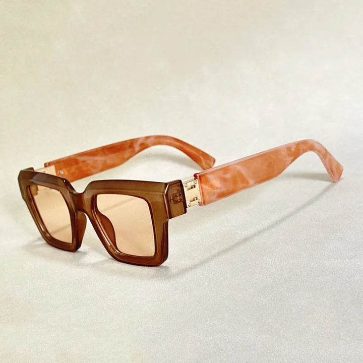 Sunglasses Square Chunky with Marble Arm Design | Retro