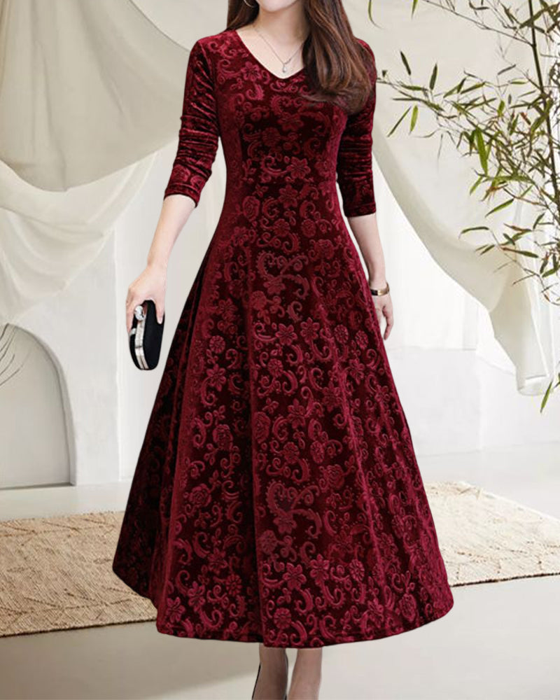 Women's Witchery Dress Midi Long Sleeve V-Neck | Evening