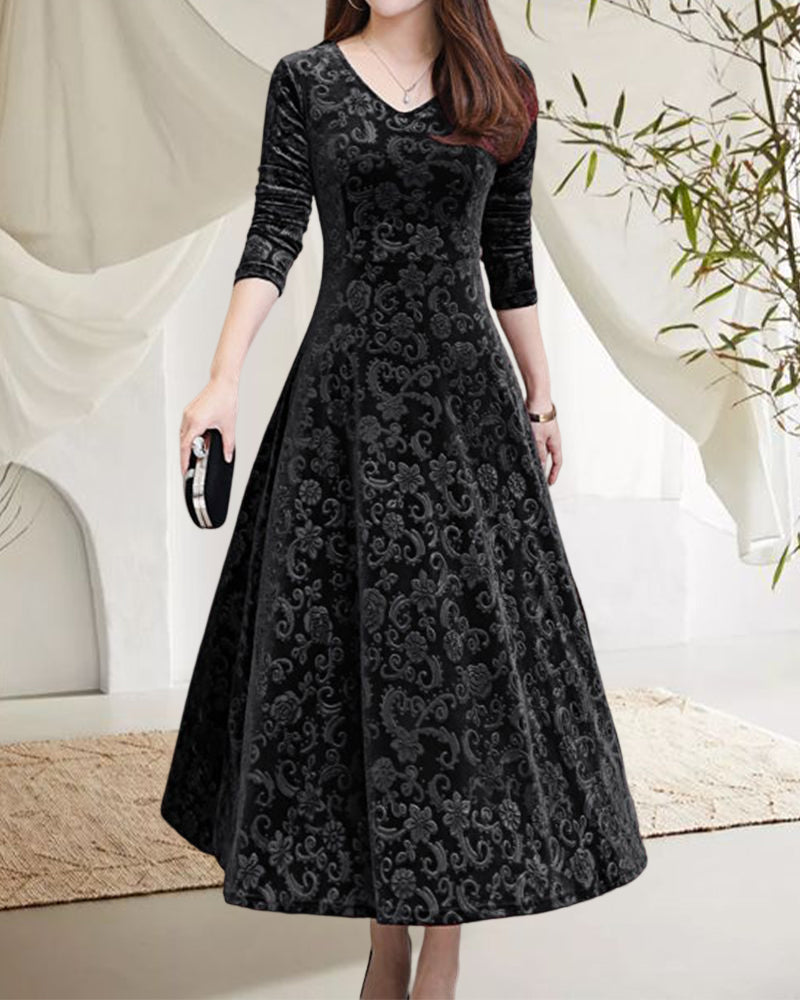 Women's Witchery Dress Midi Long Sleeve V-Neck | Evening