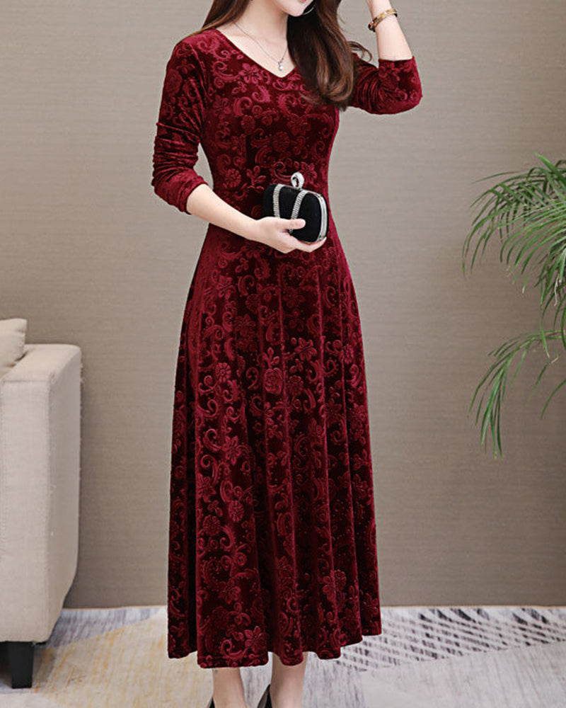 Women's Witchery Dress Midi Long Sleeve V-Neck | Evening
