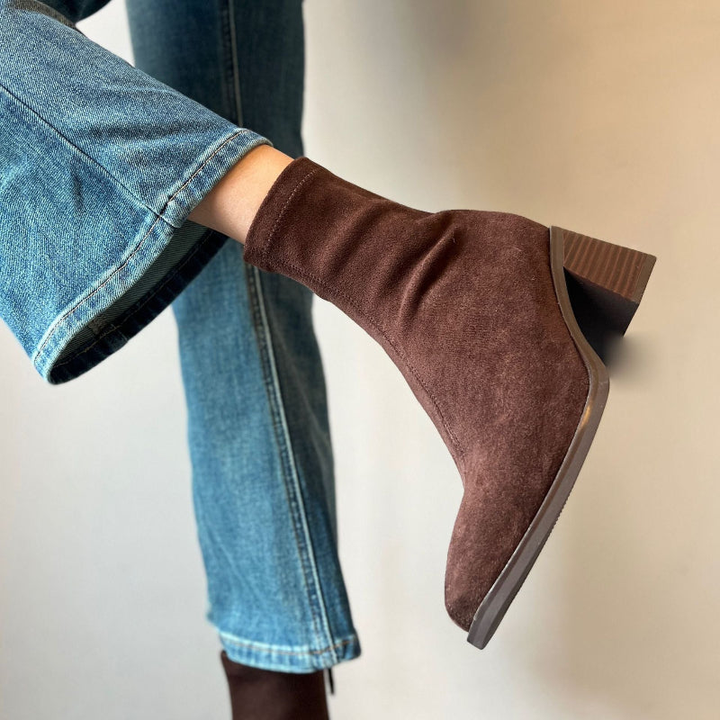 Women's Ankle Boots with Block Heel & Back Zip | Square Toe