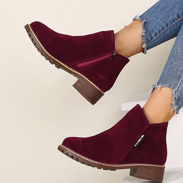Women's Ankle Boots with Side Zip & Block Heel | Round Toe