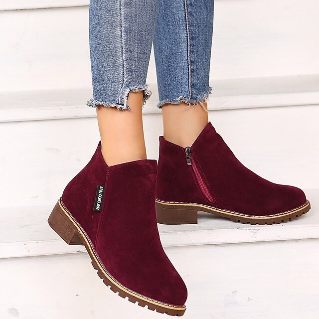 Women's Ankle Boots with Side Zip & Block Heel | Round Toe