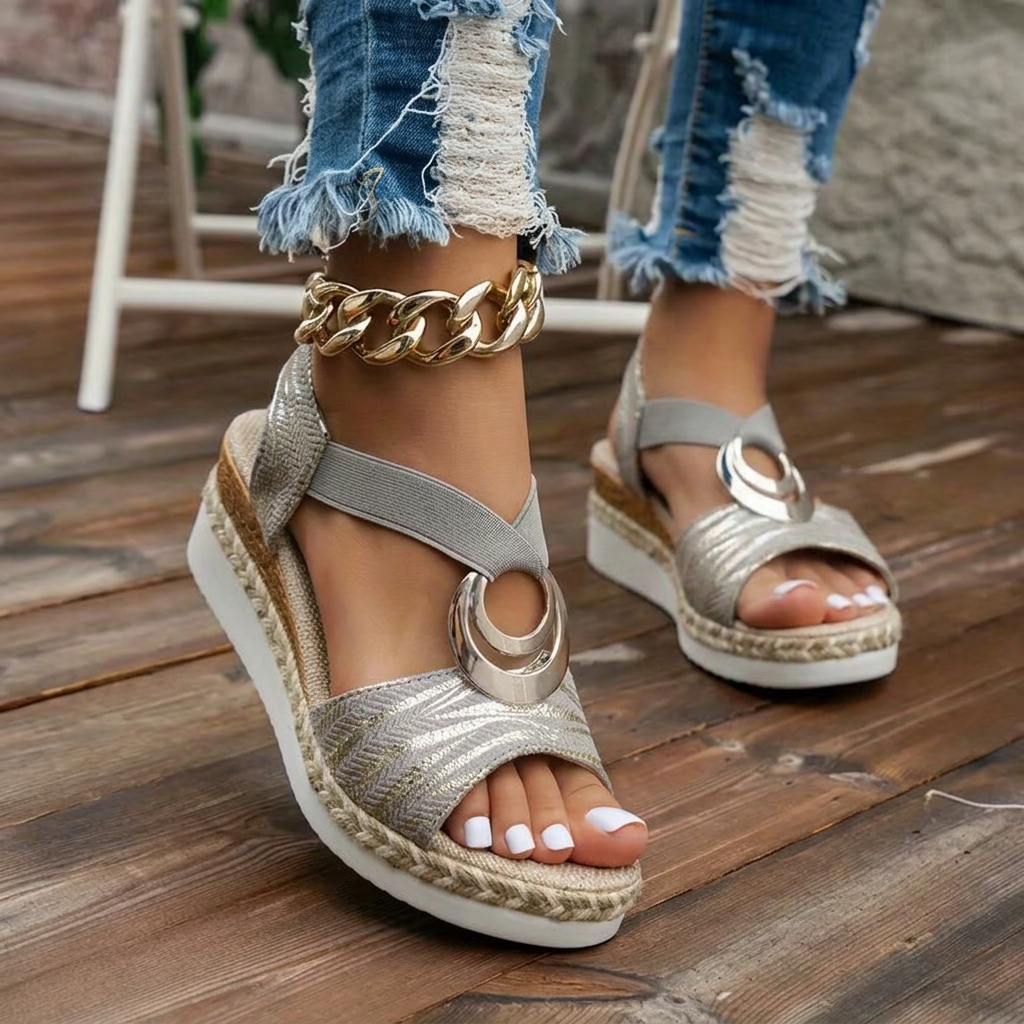 Women's Ankle Strap Wedges & Ring Buckle | Platform