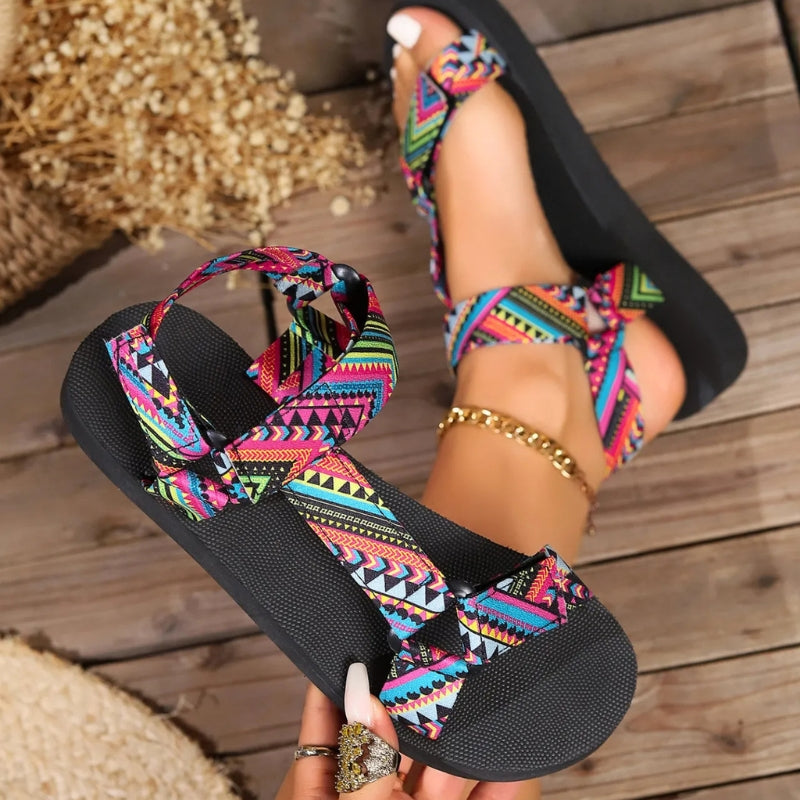 Women's Aztec Sandals with Toe Loop | Flat