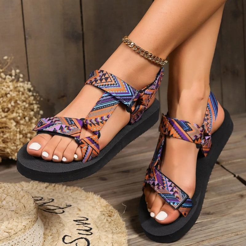 Women's Aztec Sandals with Toe Loop | Flat