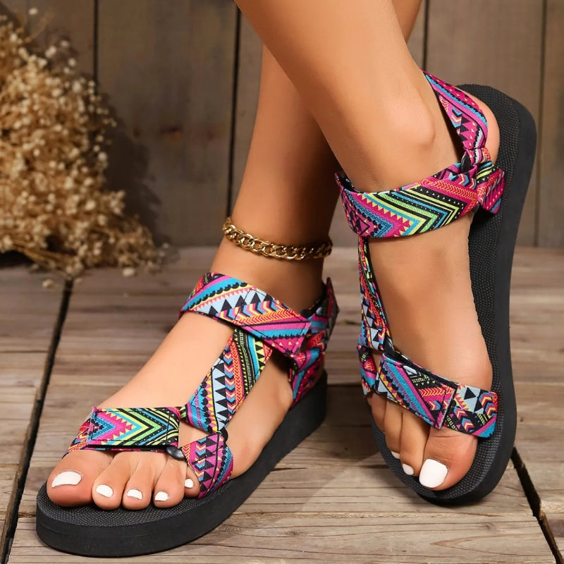 Women's Aztec Sandals with Toe Loop | Flat