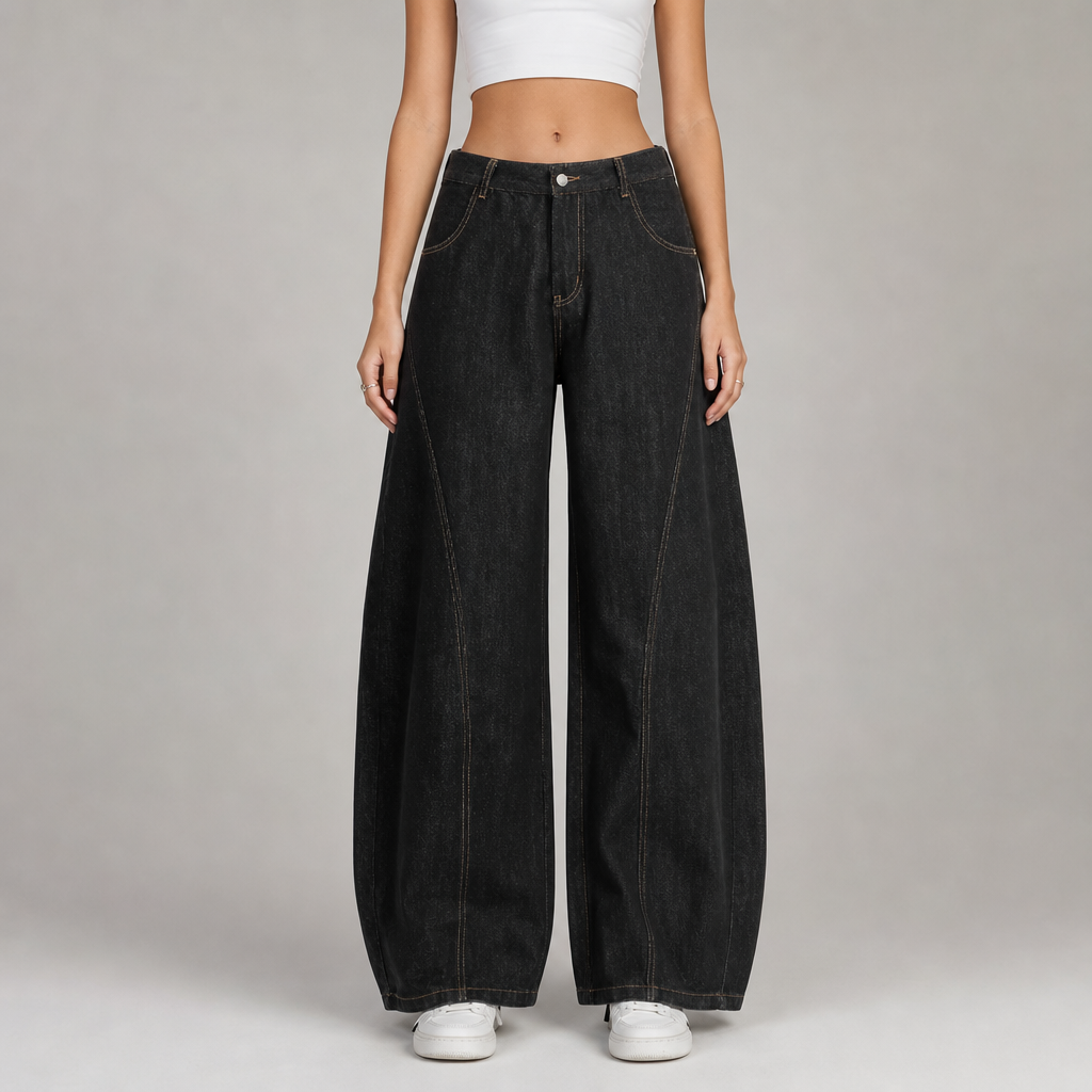 Women's Baggy Jeans Barrel with Curved Seams | Wide Leg