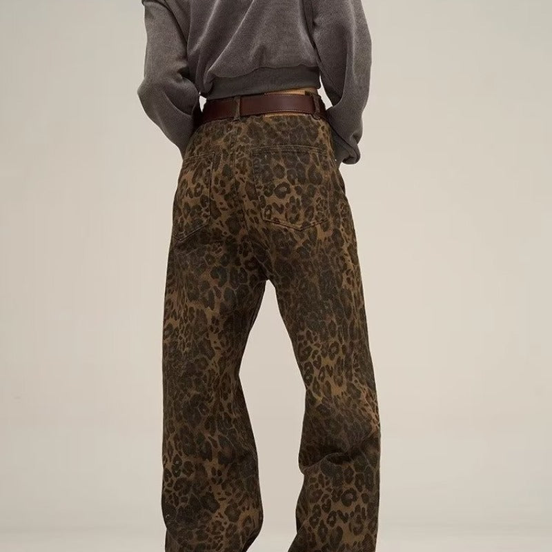 Women's Baggy Jeans Leopard with Wide Leg | High Waist
