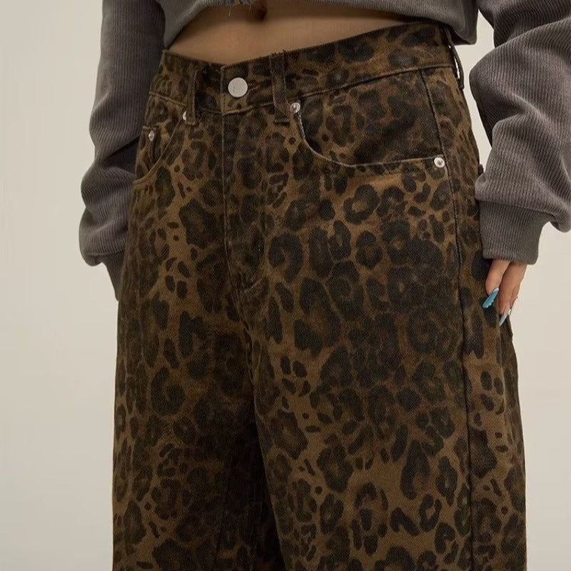 Women's Baggy Jeans Leopard with Wide Leg | High Waist