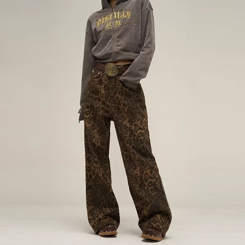 Women's Baggy Jeans Leopard with Wide Leg | High Waist