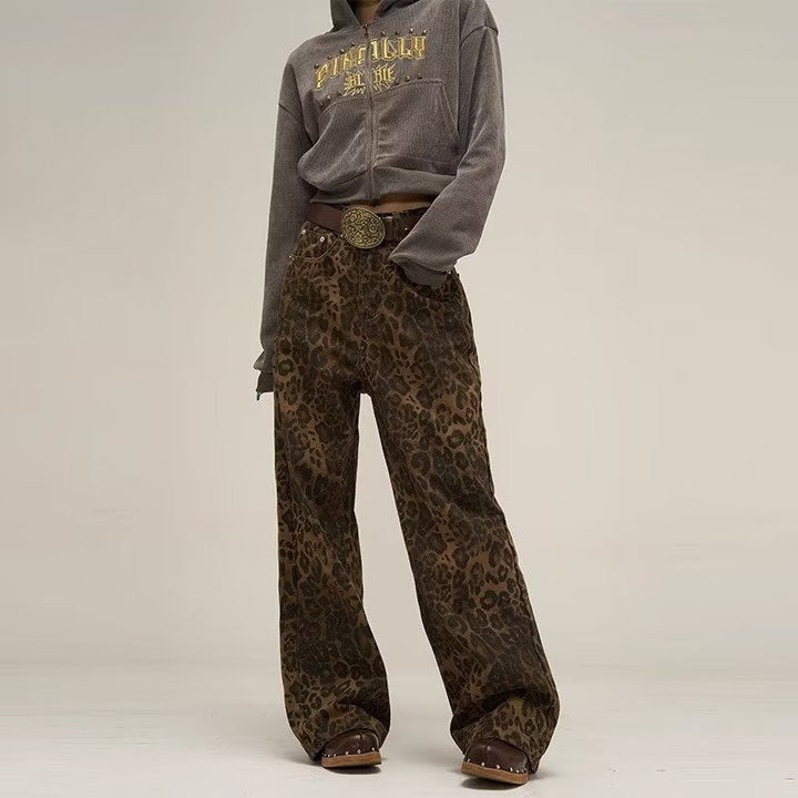 Women's Baggy Jeans Leopard with Wide Leg | High Waist