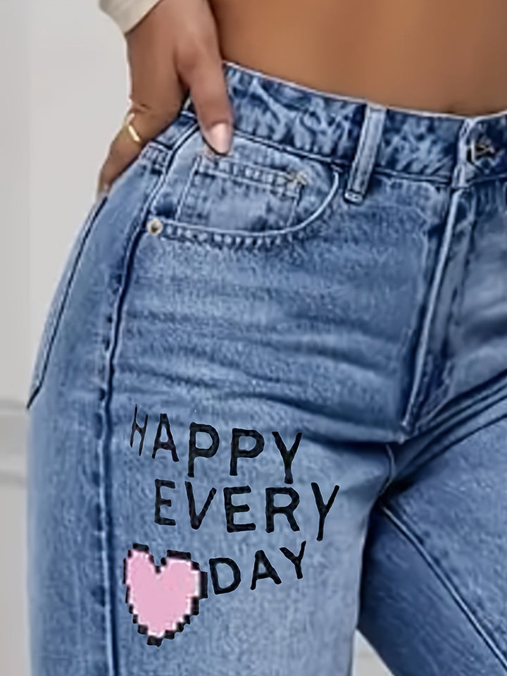 Women's Baggy Jeans with Graphic Print | Wide Leg