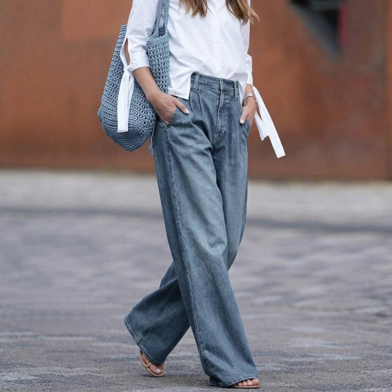 Women's Baggy Jeans with High Waist & Pockets | Wide Leg