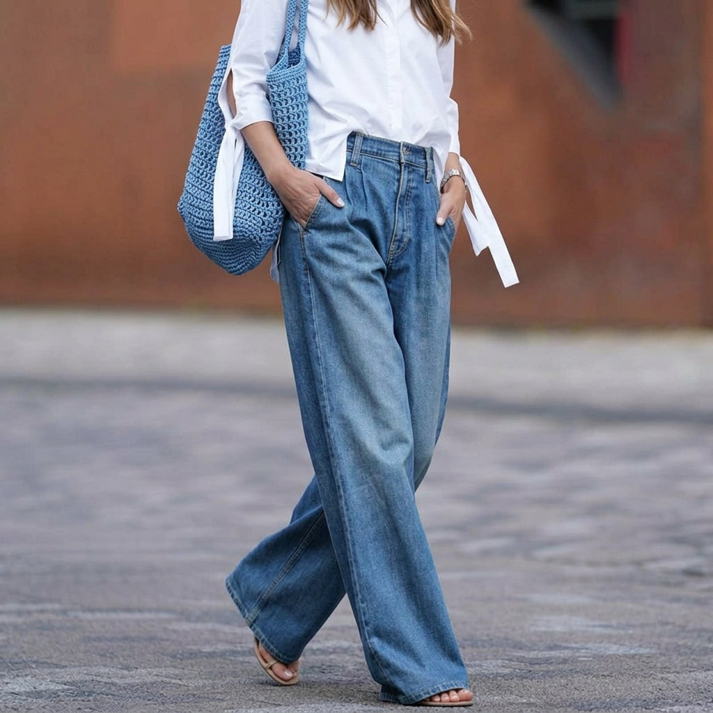 Women's Baggy Jeans with High Waist & Pockets | Wide Leg