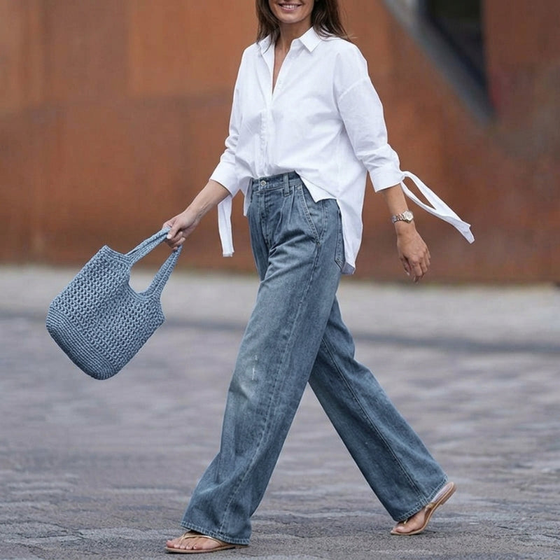 Women's Baggy Jeans with High Waist & Pockets | Wide Leg