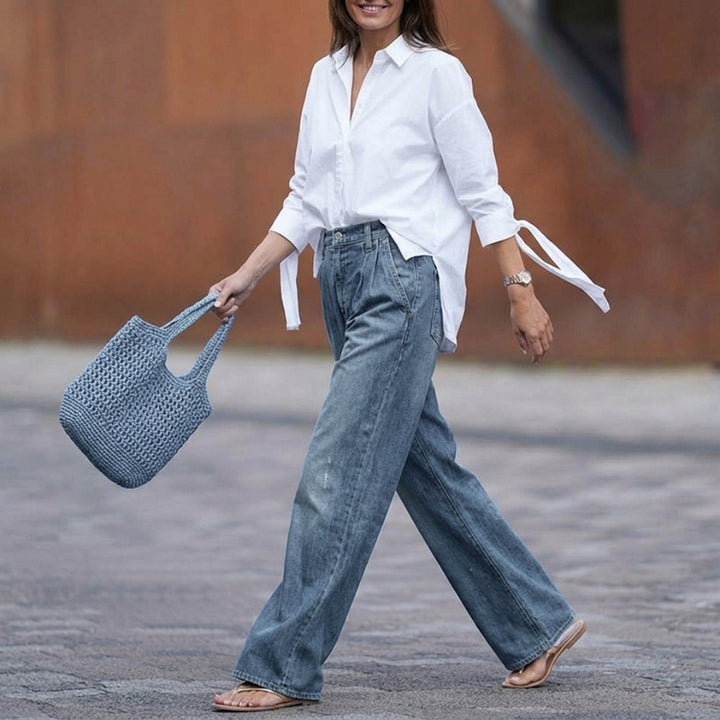 Women's Baggy Jeans with High Waist & Pockets | Wide Leg