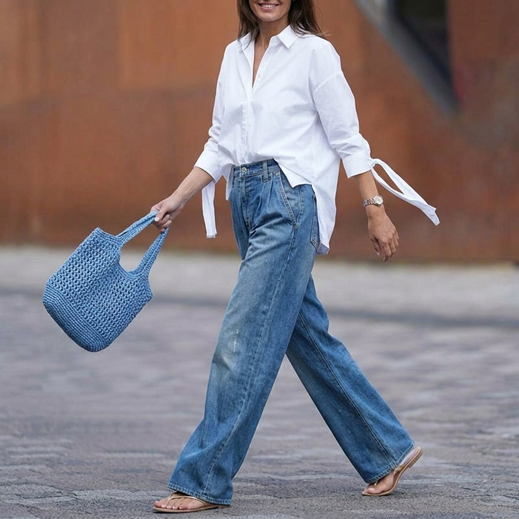 Women's Baggy Jeans with High Waist & Pockets | Wide Leg