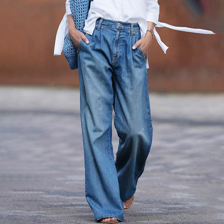 Women's Baggy Jeans with High Waist & Pockets | Wide Leg