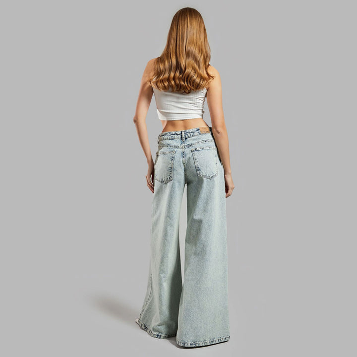 Women's Baggy Jeans with Lace Panel | Wide Leg