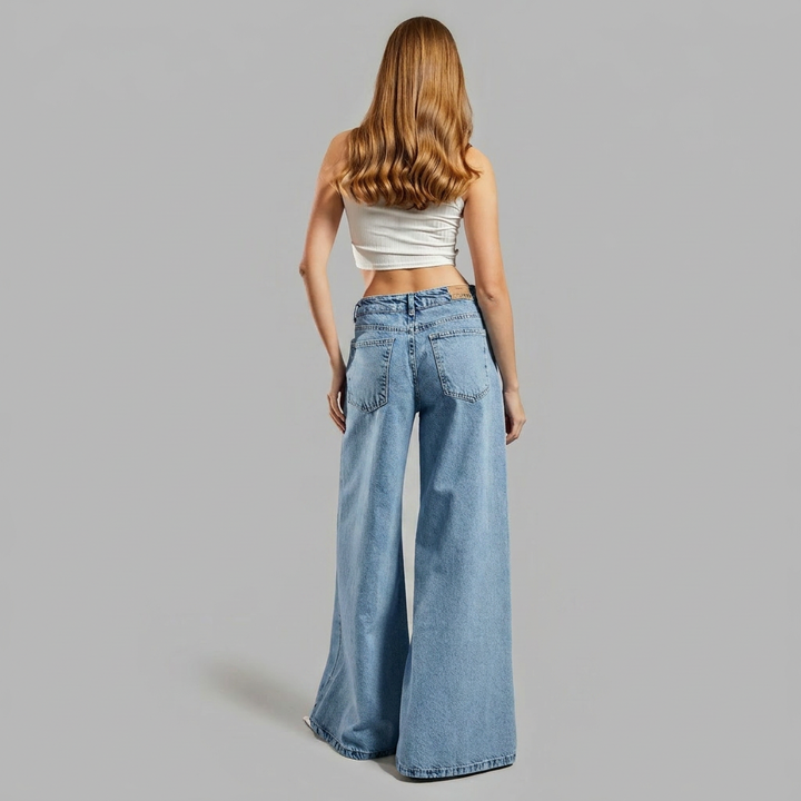 Women's Baggy Jeans with Lace Panel | Wide Leg